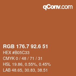 カラーコード: RGB 176.7 92.6 51 | qconv.com