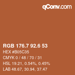 カラーコード: RGB 176.7 92.6 53 | qconv.com