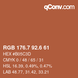 カラーコード: RGB 176.7 92.6 61 | qconv.com