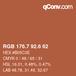 カラーコード: RGB 176.7 92.6 62 | qconv.com