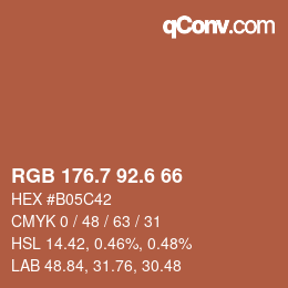 カラーコード: RGB 176.7 92.6 66 | qconv.com