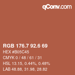 カラーコード: RGB 176.7 92.6 69 | qconv.com