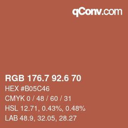 カラーコード: RGB 176.7 92.6 70 | qconv.com