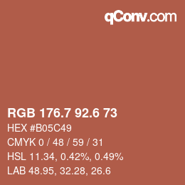 カラーコード: RGB 176.7 92.6 73 | qconv.com