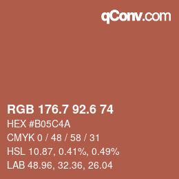 カラーコード: RGB 176.7 92.6 74 | qconv.com