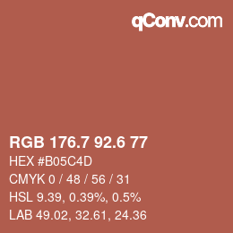 カラーコード: RGB 176.7 92.6 77 | qconv.com