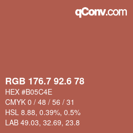 カラーコード: RGB 176.7 92.6 78 | qconv.com