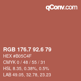 カラーコード: RGB 176.7 92.6 79 | qconv.com