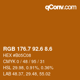 カラーコード: RGB 176.7 92.6 8.6 | qconv.com