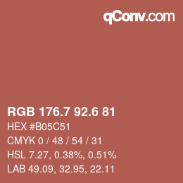 カラーコード: RGB 176.7 92.6 81 | qconv.com