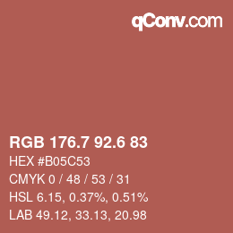 カラーコード: RGB 176.7 92.6 83 | qconv.com