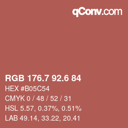 カラーコード: RGB 176.7 92.6 84 | qconv.com