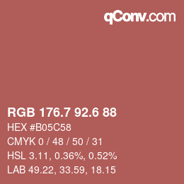 カラーコード: RGB 176.7 92.6 88 | qconv.com