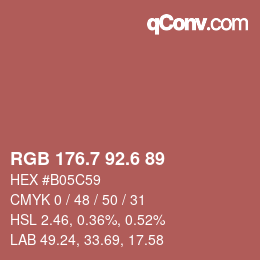 カラーコード: RGB 176.7 92.6 89 | qconv.com