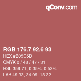 カラーコード: RGB 176.7 92.6 93 | qconv.com