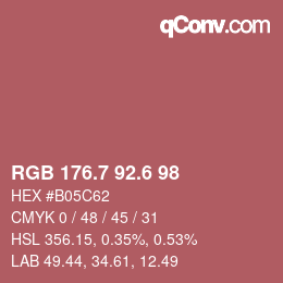 カラーコード: RGB 176.7 92.6 98 | qconv.com