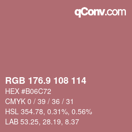 Color code: RGB 176.9 108 114 | qconv.com