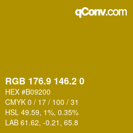 カラーコード: RGB 176.9 146.2 0 | qconv.com