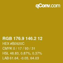 カラーコード: RGB 176.9 146.2 12 | qconv.com