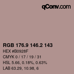 カラーコード: RGB 176.9 146.2 143 | qconv.com