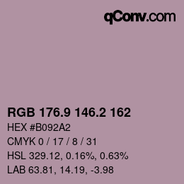 Color code: RGB 176.9 146.2 162 | qconv.com
