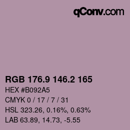 カラーコード: RGB 176.9 146.2 165 | qconv.com