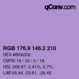 カラーコード: RGB 176.9 146.2 210 | qconv.com