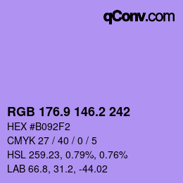 カラーコード: RGB 176.9 146.2 242 | qconv.com