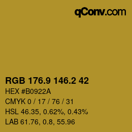 カラーコード: RGB 176.9 146.2 42 | qconv.com