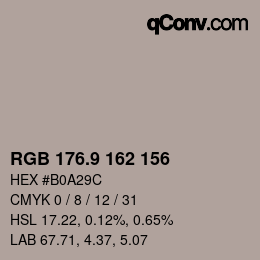 Color code: RGB 176.9 162 156 | qconv.com