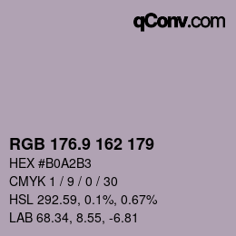 Color code: RGB 176.9 162 179 | qconv.com