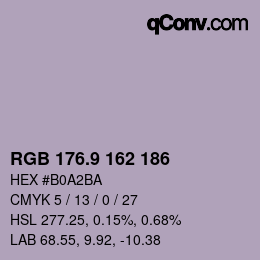 カラーコード: RGB 176.9 162 186 | qconv.com