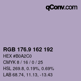 カラーコード: RGB 176.9 162 192 | qconv.com