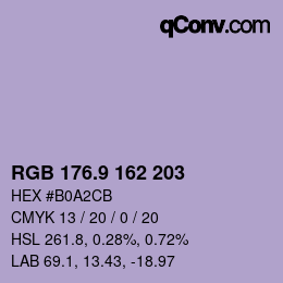 カラーコード: RGB 176.9 162 203 | qconv.com