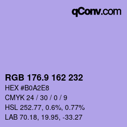 カラーコード: RGB 176.9 162 232 | qconv.com