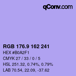 カラーコード: RGB 176.9 162 241 | qconv.com