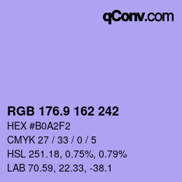 カラーコード: RGB 176.9 162 242 | qconv.com