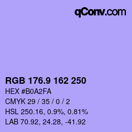カラーコード: RGB 176.9 162 250 | qconv.com