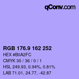 カラーコード: RGB 176.9 162 252 | qconv.com