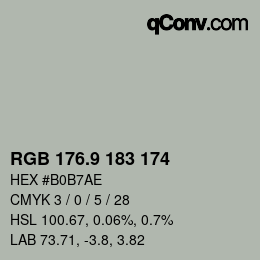 Color code: RGB 176.9 183 174 | qconv.com