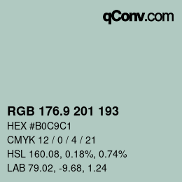 Color code: RGB 176.9 201 193 | qconv.com