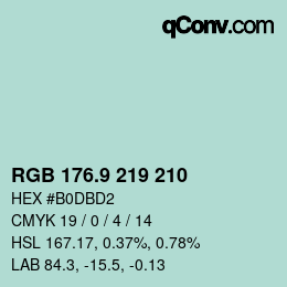Color code: RGB 176.9 219 210 | qconv.com
