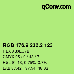 カラーコード: RGB 176.9 236.2 123 | qconv.com