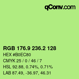 カラーコード: RGB 176.9 236.2 128 | qconv.com