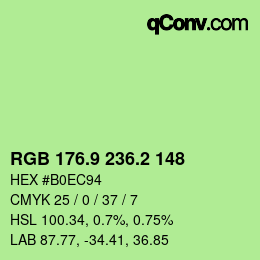 カラーコード: RGB 176.9 236.2 148 | qconv.com