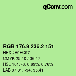 カラーコード: RGB 176.9 236.2 151 | qconv.com