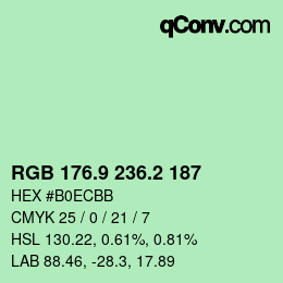 カラーコード: RGB 176.9 236.2 187 | qconv.com