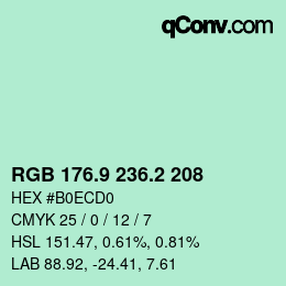 カラーコード: RGB 176.9 236.2 208 | qconv.com