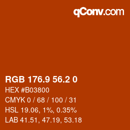 カラーコード: RGB 176.9 56.2 0 | qconv.com