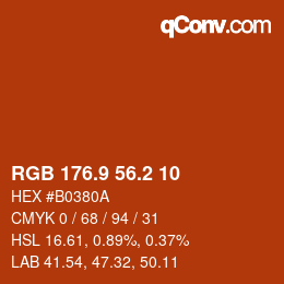 カラーコード: RGB 176.9 56.2 10 | qconv.com